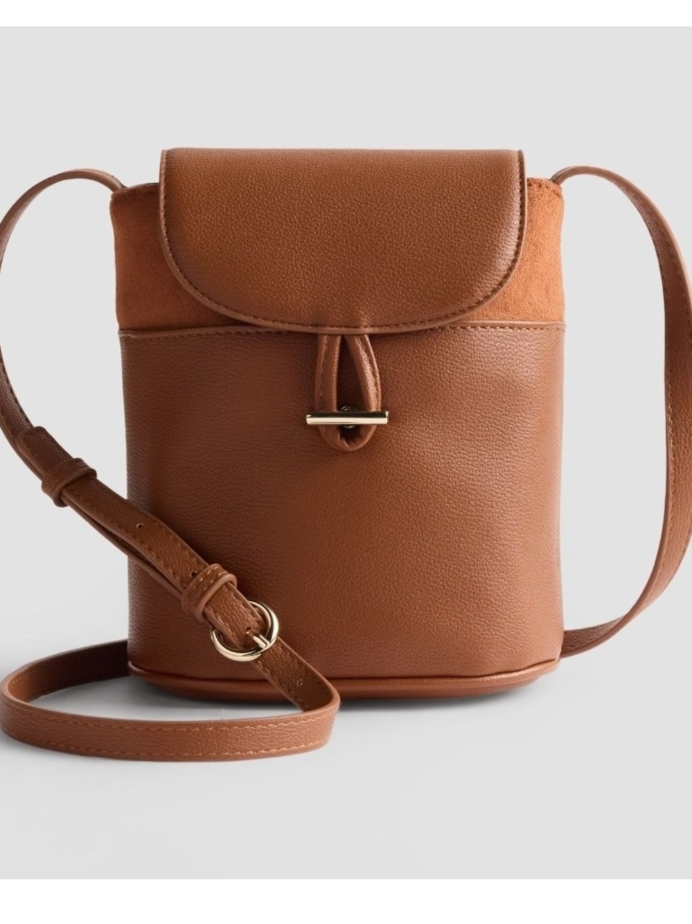 Vegan Leather & Suede Crossbody Bag